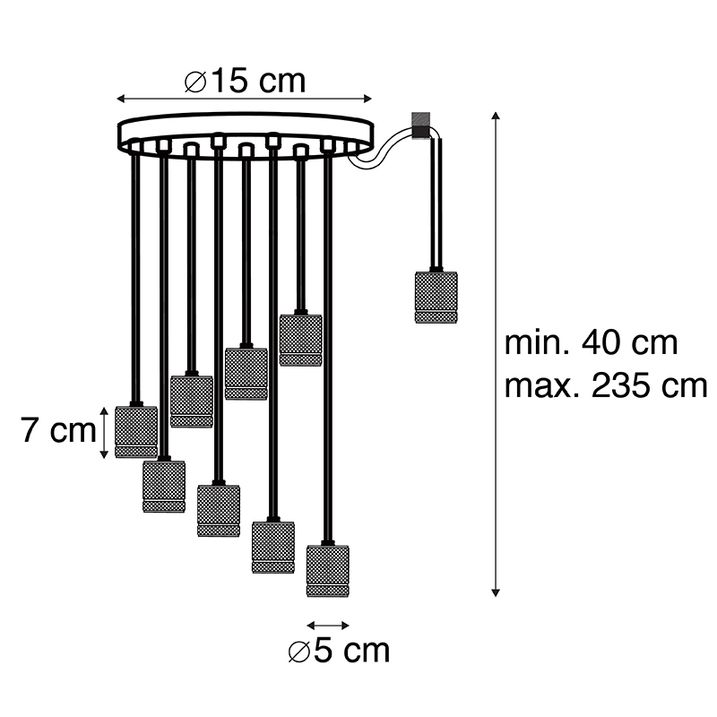 Design Hänglampa Svart 9-ljus - Cavalux
