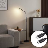 Moderne-gulvlampe-sort-inkl.-LED-3-trins-dæmpbar-genopladelig---Statler