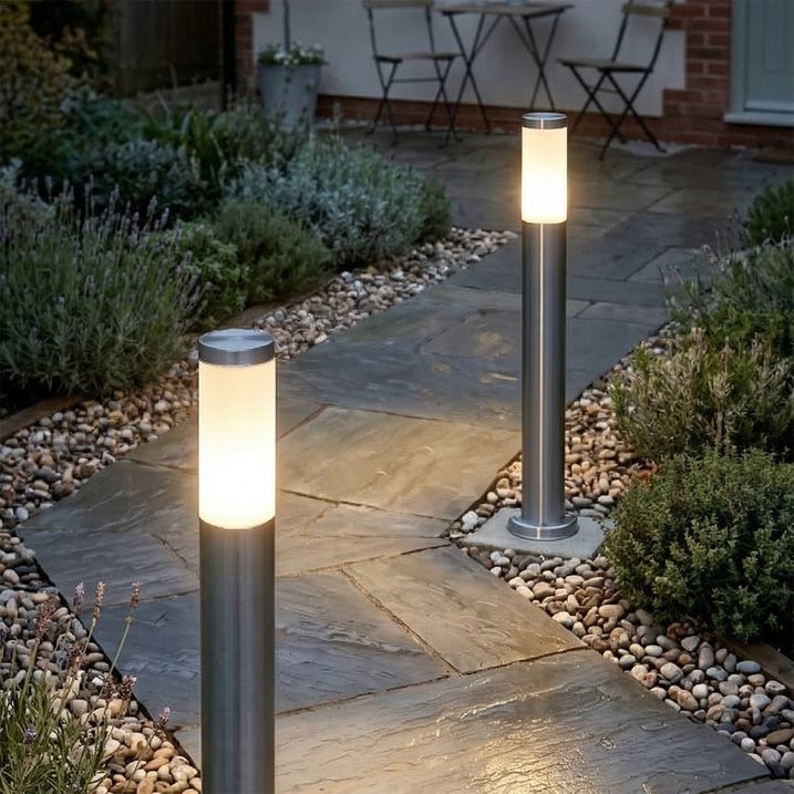 Moderne udendørs stolpelampe stål med opal 80 cm IP44 - Rox