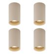 Set-of-4-Modern-Beige-Surface-Mounted-Spotlights-GU10-50mm-Round---Tuba