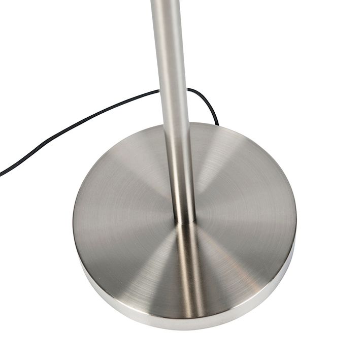 Klassieke vloerlamp staal met grijze kap en leeslampje - Retro