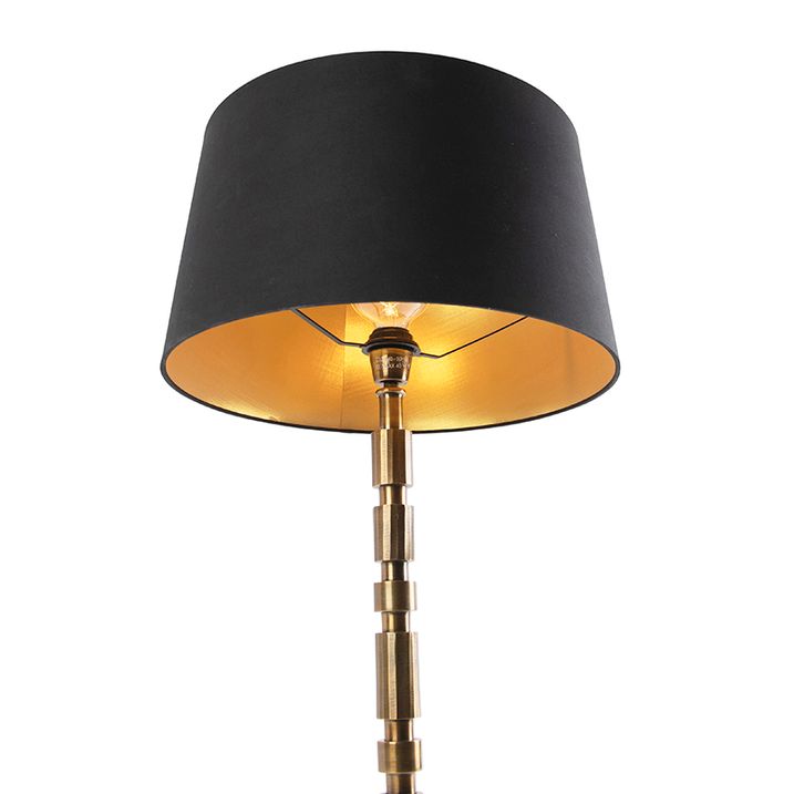 Stolní lampa v art deco stylu bronzová s černým bavlněným stínítkem 45 cm - Torre