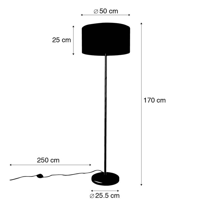 Gulvlampe messing med hvid skærm 50 cm - Simplo