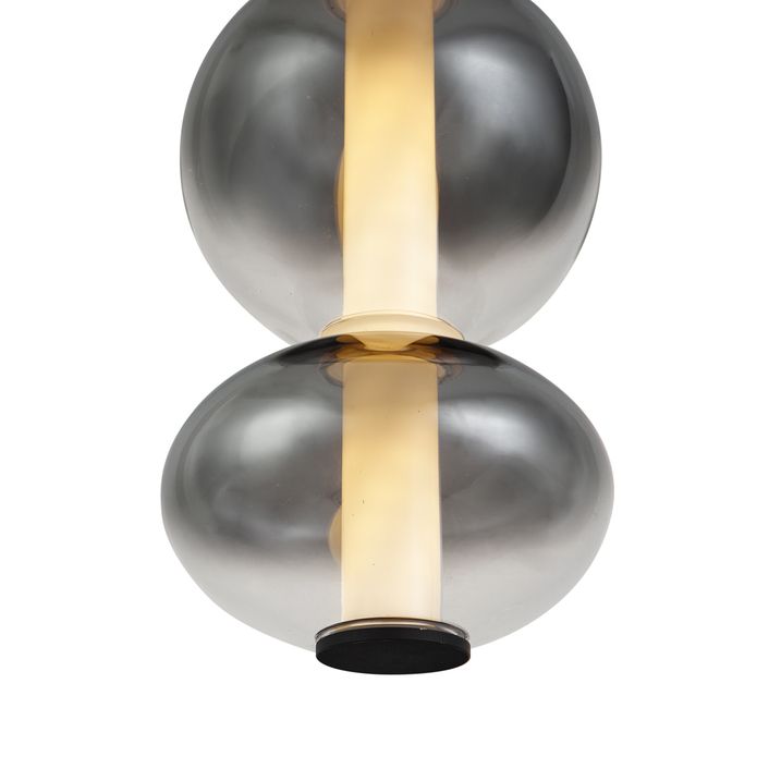 Lampă suspendată Art Deco neagră cu sticlă fumurie și transparentă 5 lumini incl. LED - Lizzy