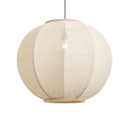 Japandi hanglamp creme met stoffen kap 80cm - Rob