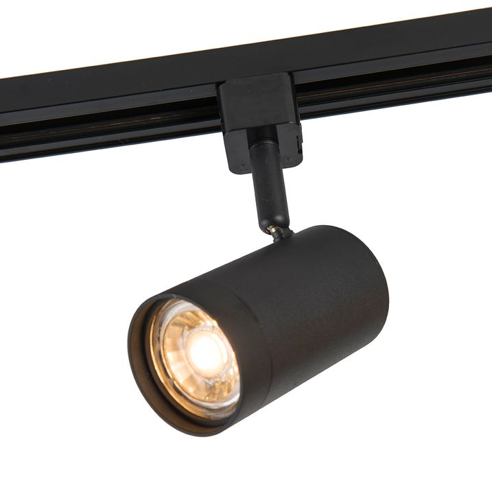1-fase skinnesystem med 6 justerbare svarte spotlights - Magnax Jeana