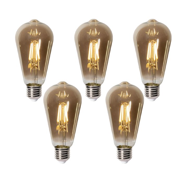 5er-Set E27 Dimmbare LED-Glühbirnen ST64 Rauchglas 5W 450 lm 2700K