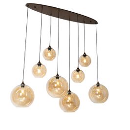 Lampadario-Art-Deco-bronzo-scuro-con-vetro-ambrato-ovale-8-luci---Sandra