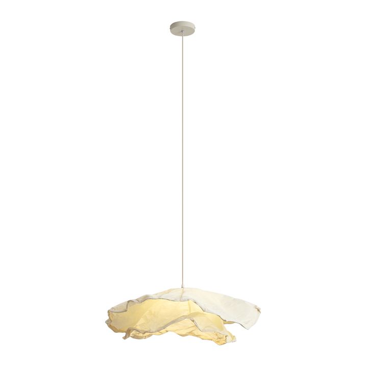 Japandi hanglamp beige met stoffen kap 80cm - Papel