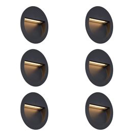 Set de 6 Aplice Moderne Incastrabile Negre cu LED IP65 - Gem