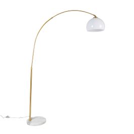 Smart-bueformet-lampe-messing-med-hvid-skærm-inkl.-Wifi-A60---Arc-Basic