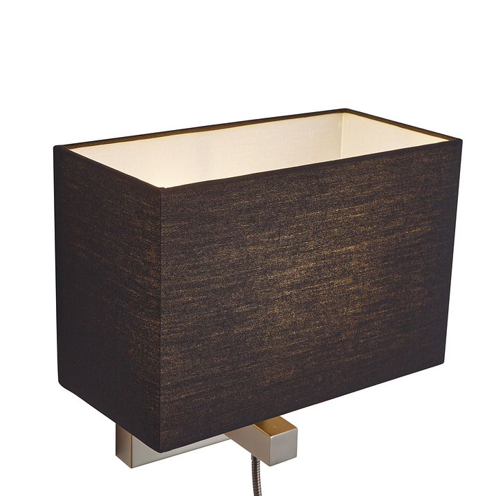 Lampada da parete moderna color canna di fucile con paralume nero e braccio di lettura con LED - Bergamo