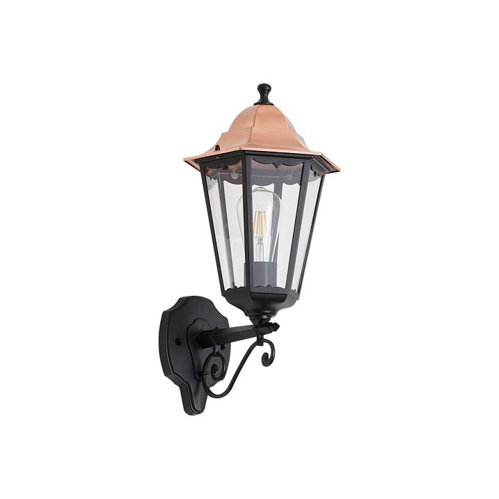 Lampada da parete classica nera con rame IP44 - Havana