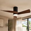 Plafondventilator-zwart-met-walnoot-hout-print-132cm-incl.-LED-dimbaar-met-afstandsbediening---Twist