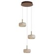 Design-hanglamp-roségoud-met-amber-glas-incl.-LED-3-staps-dimbaar-3-lichts-Easylift---Fiera