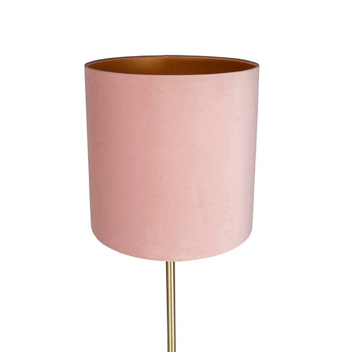 Romantische Stehleuchte Messing mit rosa Schirm 40 cm - Simplo