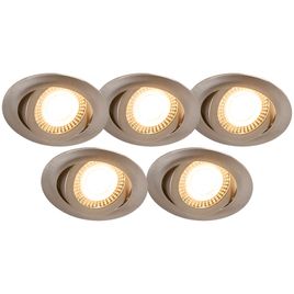 Set 5 sodobnih vgradnih reflektorjev iz jekla, vključno z LED 3-stopenjsko zatemnjeno - Mio
