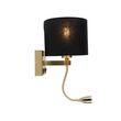 Art-Deco-Wandleuchte-Gold-mit-USB-und-schwarzem-Schirm---Brescia