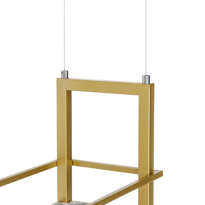 Průmyslové závěsné svítidlo zlaté s mramorem a policí 4-světlo - Cage Rack