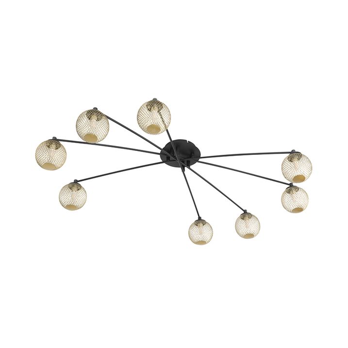 Lámpara de techo moderna negra con dorado 8-luces - Athens Wire