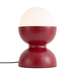 Retro-tafellamp-rood-met-opaal-glas---Yoru