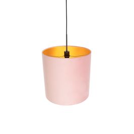 Hänglampa-med-rosa-sammetskärm-med-guld-40-cm---Combi