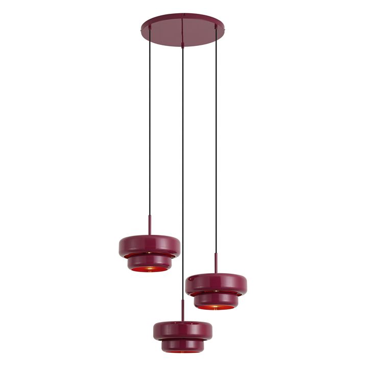 Retro Pendant Lamp Plum with Metal Shade 3-Light - Ophelia