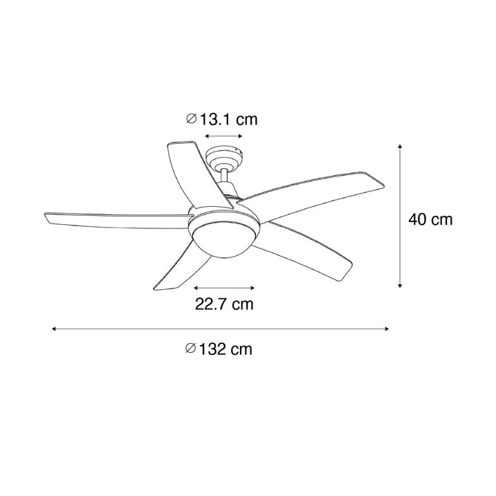 Akıllı Tavan Vantilatörü Siyah Ahşap Baskılı 132cm LED Dahil Uzaktan Kumandalı ve Kısılabilir - Cool