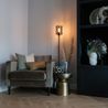Dizajnerska podna lampa crna s dimnim staklom - Dome