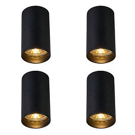 4 darabos modern, felületre szerelhető spotlámpa szett fekete 5,5 cm GU10 50 mm - Tuba