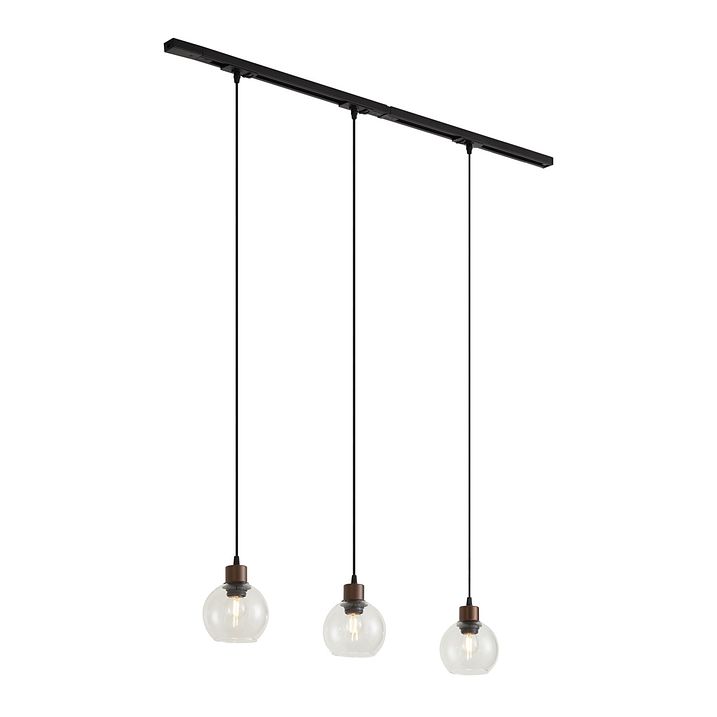 Modern fekete sínrendszer 3 függőlámpával, bronz, 1 fázisú - Iconic Lava