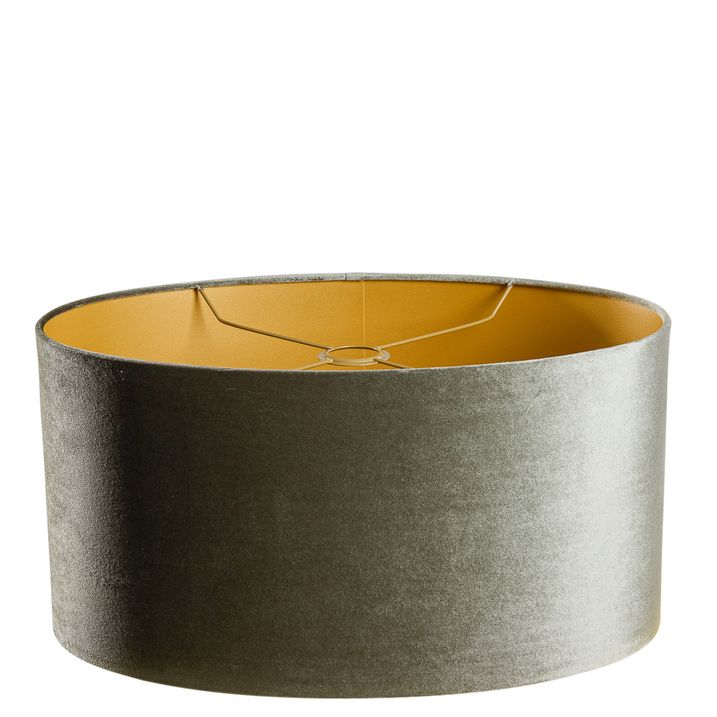 Abajur de Veludo Verde com Interior Dourado Oval 50/33/25