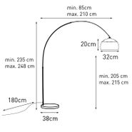 Lámpara-de-arco-de-latón-con-base-de-mármol-blanco-ajustable---XXL
