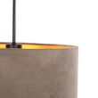 Hengende-lampe-med-taupe-fløyels-skjerm-med-gull-35-cm---Combi