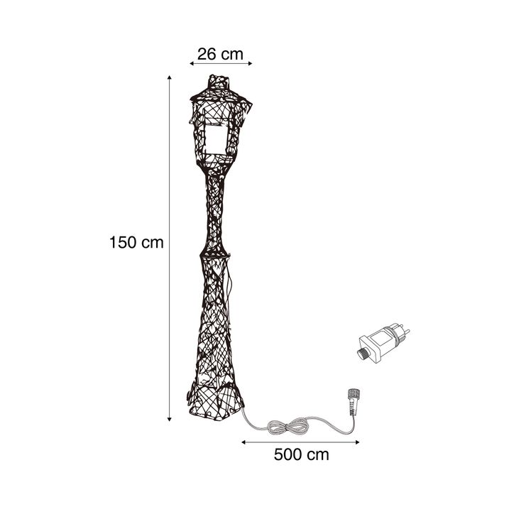 Kerst buiten lantaarn bruin rotan 150cm incl. LED IP44 - Faro