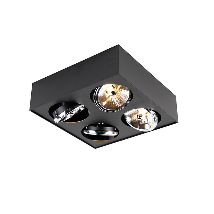 Spot design noir carré 4 lumières - Kaya
