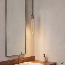 Lampa wisząca Art Deco ciemny brąz z żebrowanym szkłem IP44 - Walcott
