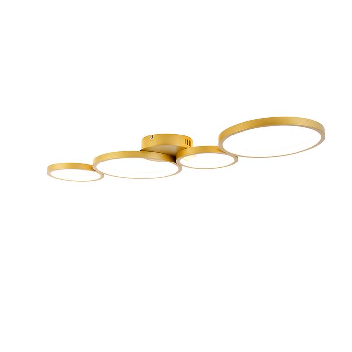 Taklampe gull inkl. LED 3-trinns dimmer 4 lys - Lupolo