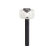 Bolardo-moderno-para-exterior-negro-con-cristal-acanalado-con-LED-solar-IP65---Ribble-Mushroom