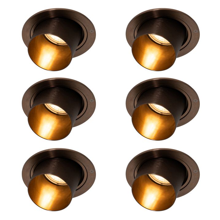 Set van 6 moderne inbouwspots donkerbrons rond kantelbaar - Installa