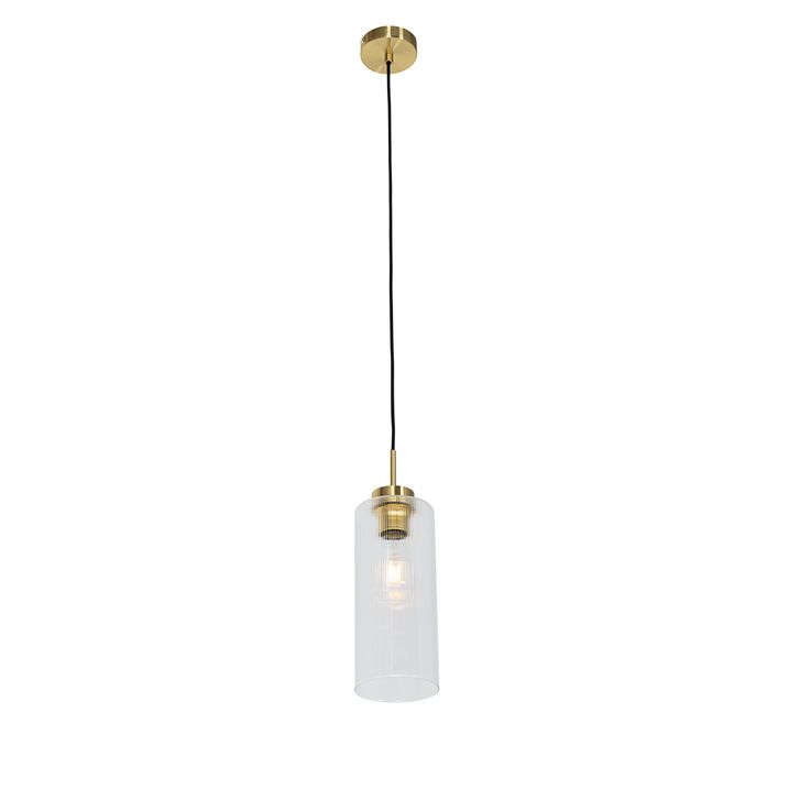 Lampada a sospensione Art Déco oro con vetro - Laura