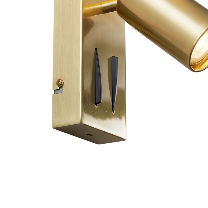Lampă de perete modernă din alamă cu 2 lumini, reglabilă, cu port USB-C - Lesly
