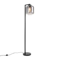Design-vloerlamp-zwart-met-smoke-glas---Qara-Down