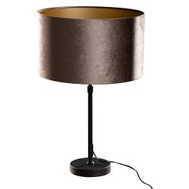 Lámpara de mesa negra con pantalla de terciopelo marrón 35cm - Parte