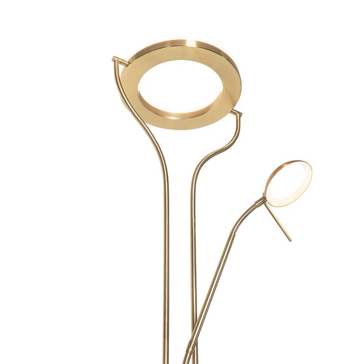 Lampadaire moderne doré avec bras de lecture avec LED et variateur - Divo