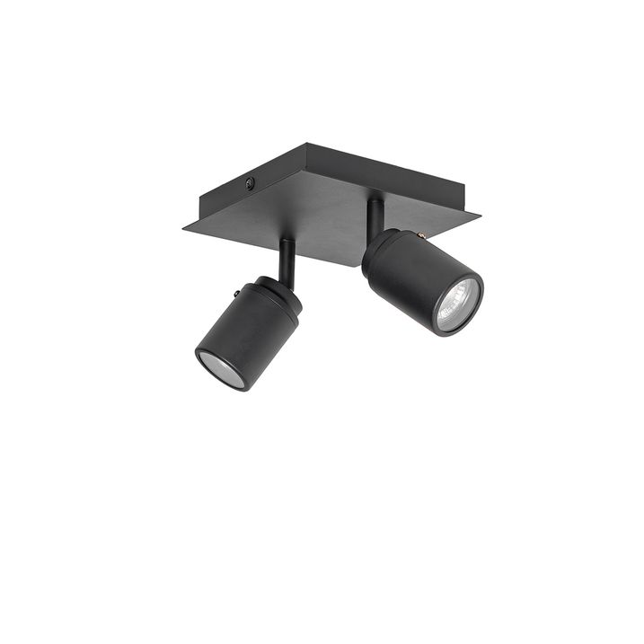 Smart badeværelsesspotlight sort firkantet IP44 inkl. 2 Wifi GU10 - Ducha
