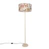 Japandi golvlampa beige med flerfärgad lampskärm med djurmönster 50 cm - Simplo