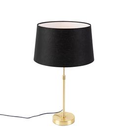 Tafellamp goud/messing met linnen kap zwart 35 cm - Parte