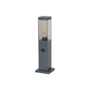 Utomhuslampa-mörkgrå-med-rökglas-45-cm-IP44-med-uttag-och-rörelsesensor---Malios