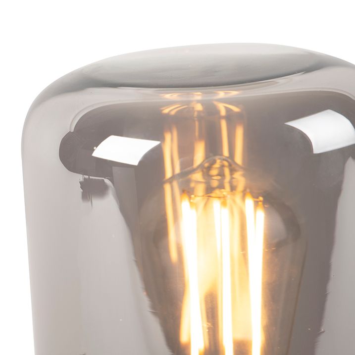 Designová stolní lampa černá s kouřovým sklem - Bliss Cute